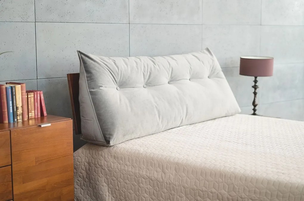 Poduszka na zagłówek PILLOW CHIC VELVET 140 szara SKANDICA