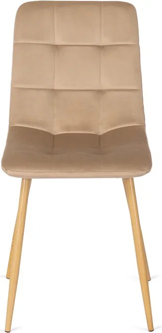 Krzesło Tapicerowane do Jadalni FREDY Beżowe Welurowe Nowoczesne Loft