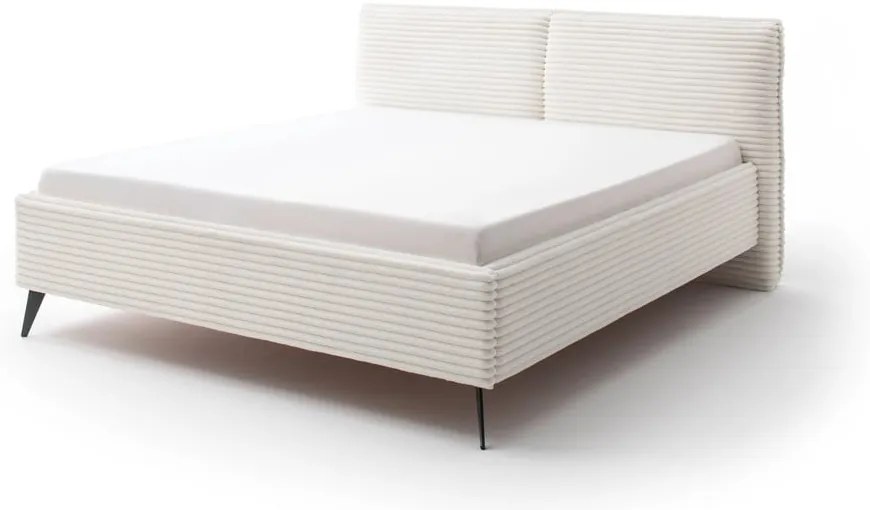 Beżowe tapicerowane łóżko dwuosobowe ze schowkiem i stelażem 180x200 cm Matera – Meise Möbel