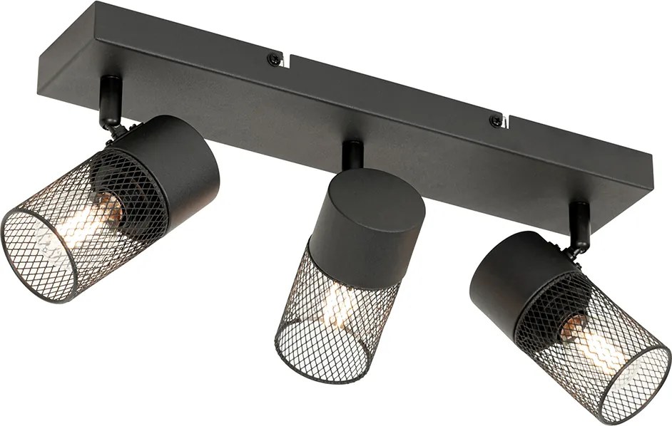 Industrialny reflektor sufitowy czarny 3-punktowy regulowany - Jim