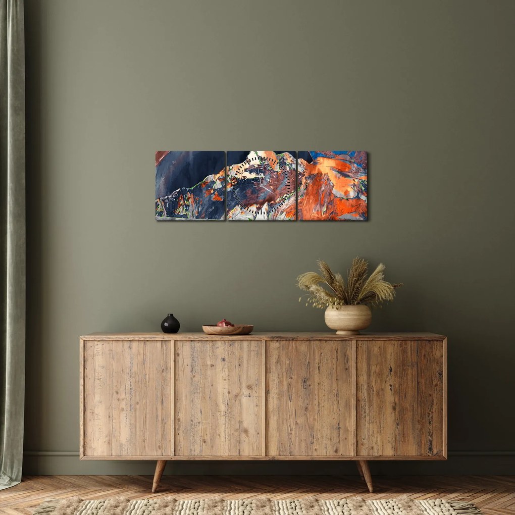 Obraz - Ilustracja domów publicznych (z zegarem) (90x30 cm)