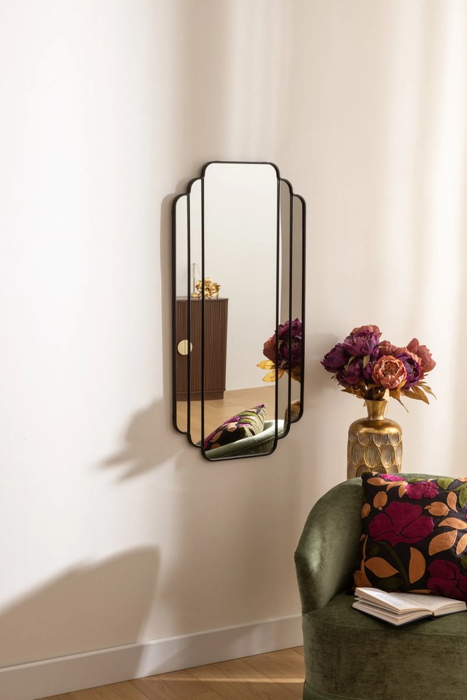 Lustro wiszące duże art deco BENEDITA, metalowa rama, 50,5 x 100,3 cm