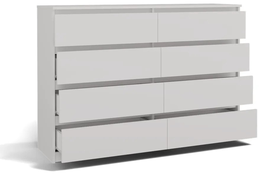 Komoda 8 szuflad, duża, bez uchwytów Malwa M8/140 BIAŁY