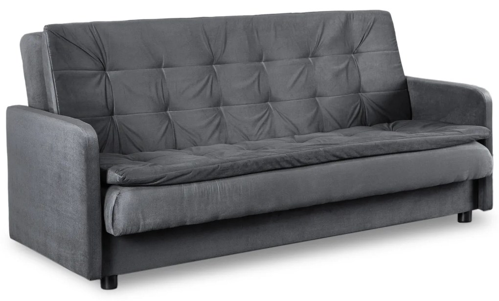 Sofa z Funkcją Spania STELLA Rozkładana Wersalka Dwuosobowa Szara Nowoczesna do Salonu