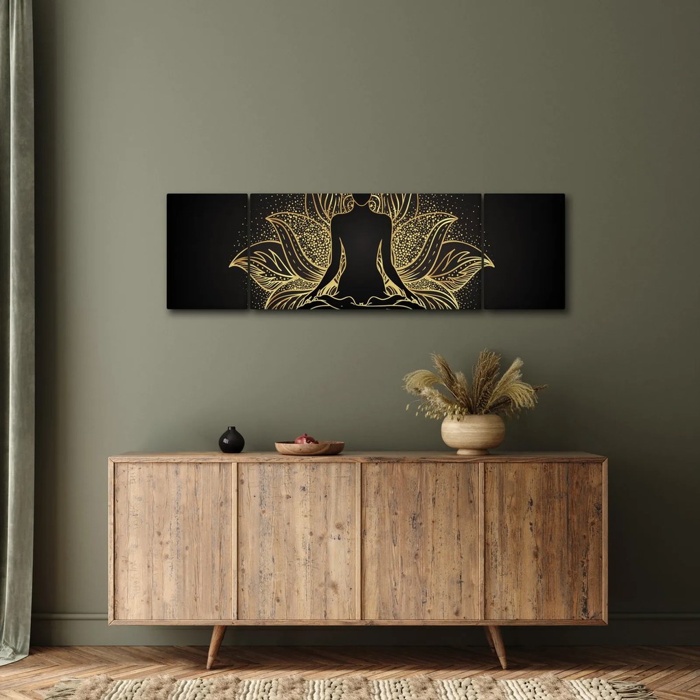Obraz sylwetki w kwiecie lotosu (170x50 cm)
