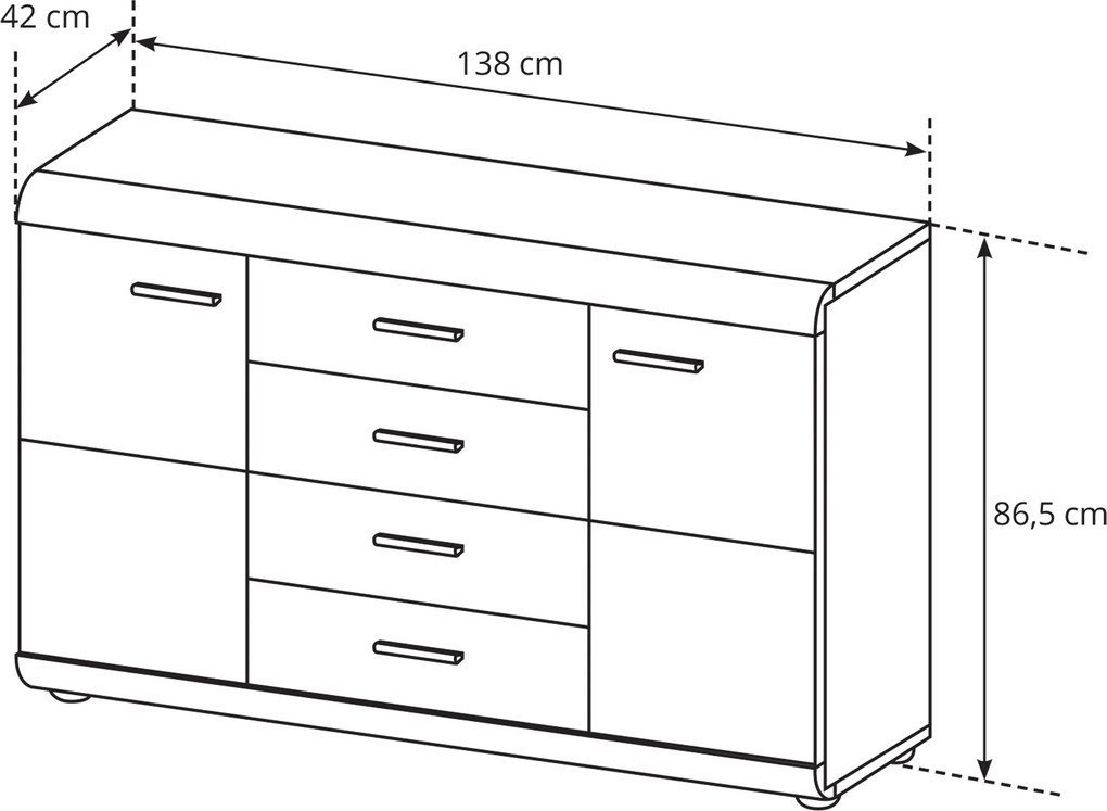 Komoda LEGAME 140 cm do Salonu Sypialni Dąb sonoma