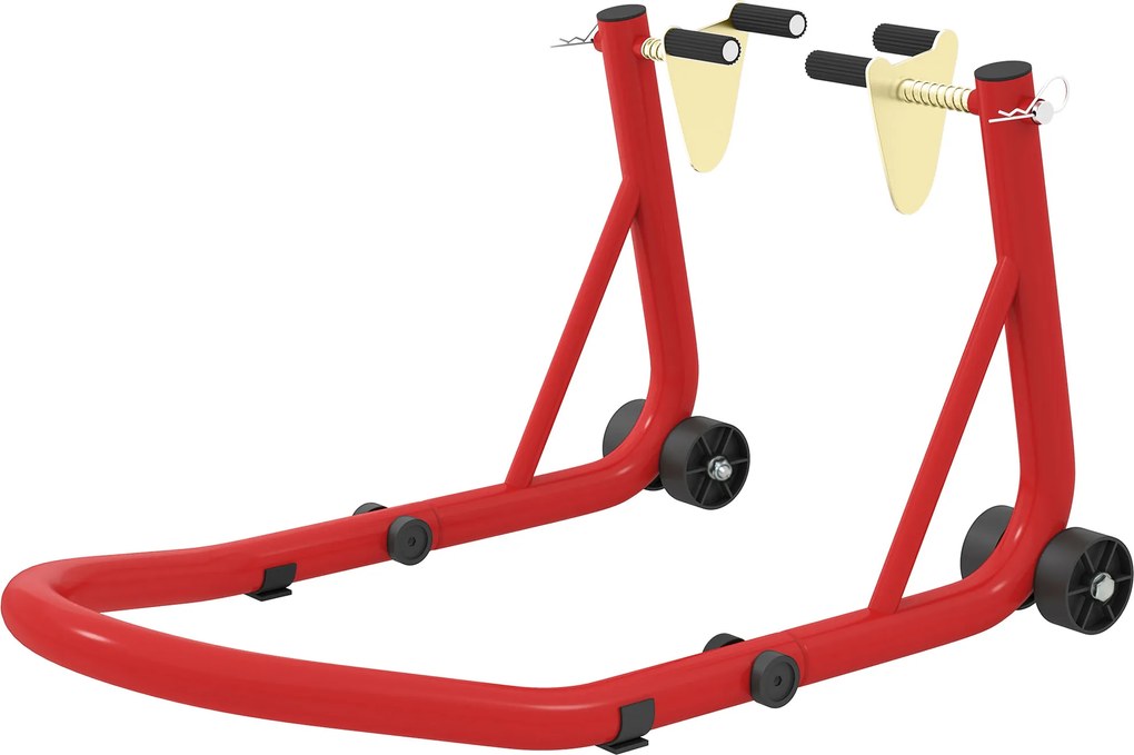 HOMCOM Stojak Motocyklowy Zestaw do Przedniego/Tylniego Koła Podnośnik Motocyklowy do 544 kg Stalowy Czerwony