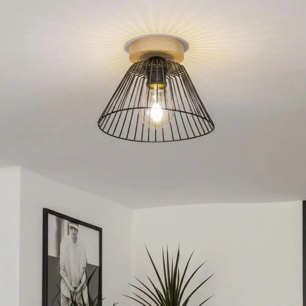 Brilagi - LED Przysufitowy żyrandol CERIA WIRE 1xE27/40W/230V śr. 21 cm czarny/dąb
