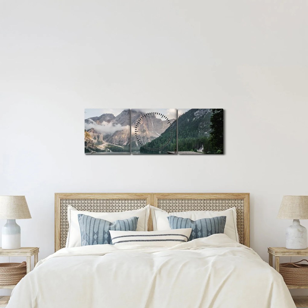 Obraz - Lake Prags (z zegarem) (90x30 cm)