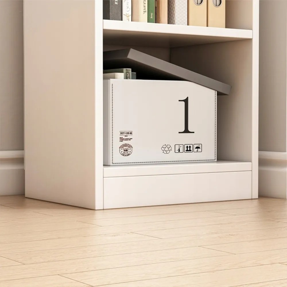 Biała szafka z 7 półkami – 180 x 40 x 30 cm – pionowy stojak na książki, styl minimalistyczny