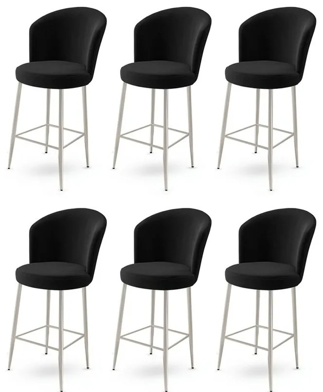 Zestaw krzeseł barowych Fora Black and Chrome, 6szt., 6 szt.