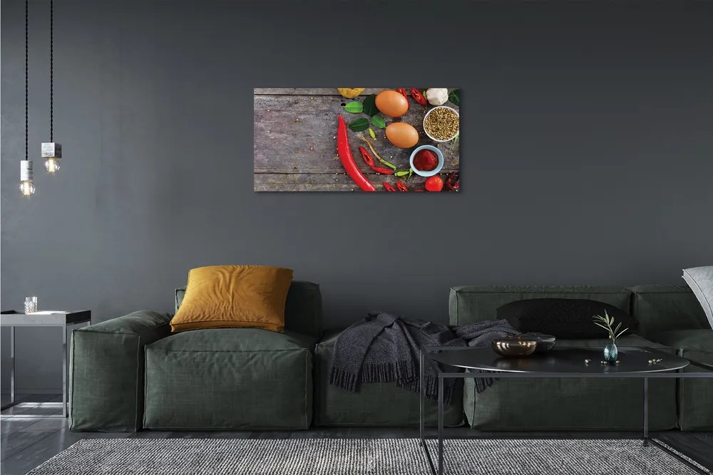 Obraz drukowany na płótnie Kompozycja z Jajkiem i Papryczką