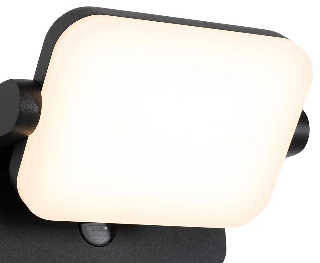 Zewnetrzna Lampa ścienna zewnętrzna czarna z wbudowanym regulowanym LED z czujnikiem ruchu - Kamile Nowoczesny Oswietlenie zewnetrzne