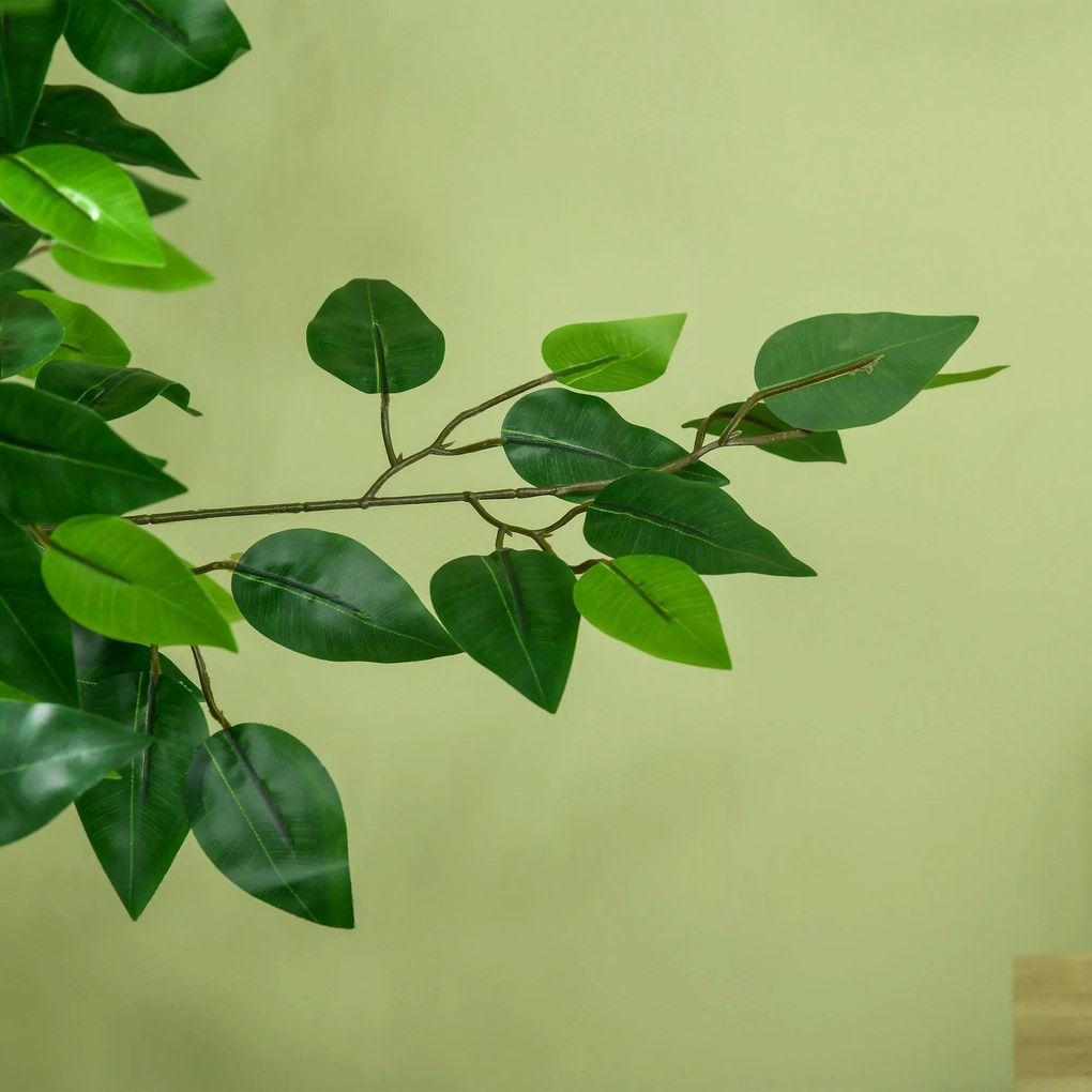 HOMCOM Sztuczny Ficus w Doniczce, Naturalny Wygląd, 150 cm Wysokości, Zielony