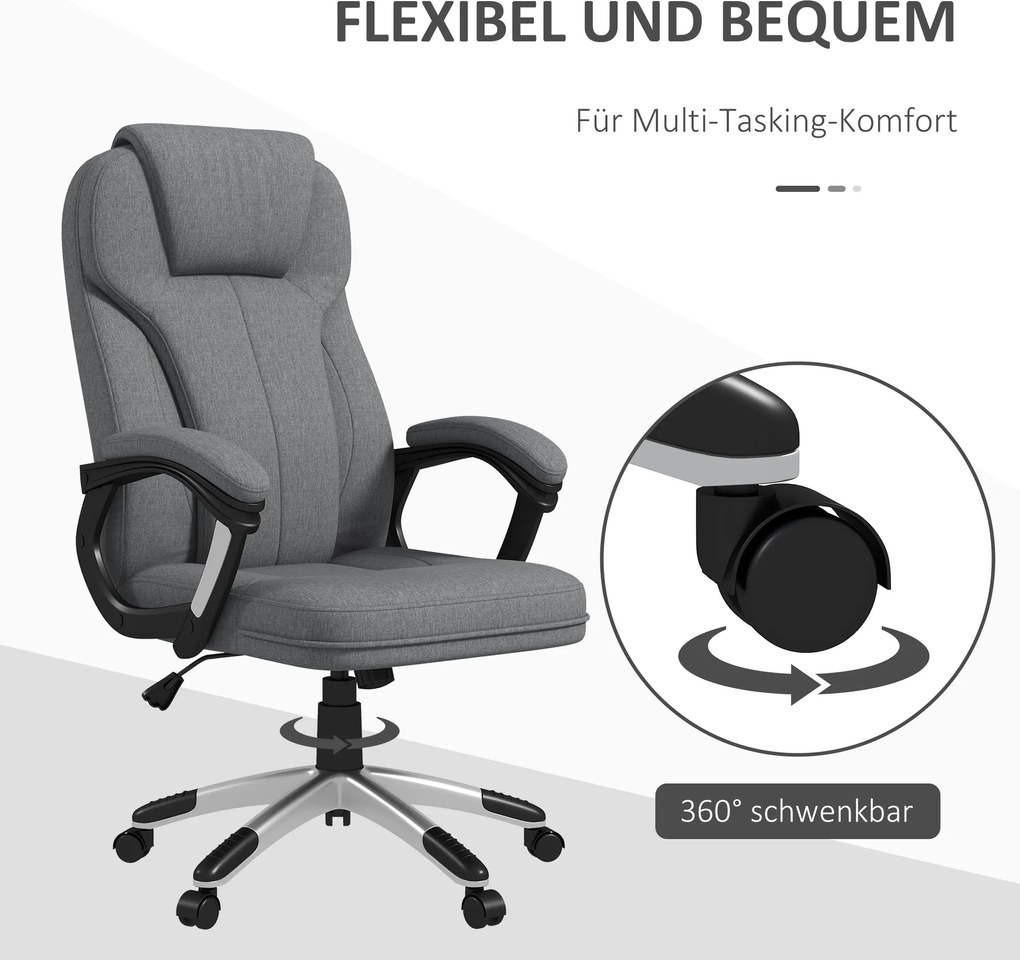 Vinsetto Krzesło biurowe Fotel biurowy Odciążenie stawów regulacja wysokości Funkcja wychylenia 6x75x120cm Szary | Aosom PL
