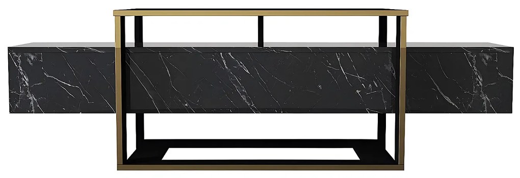 Szafka RTV – 2 wnęki – motyw czarnego i złotego marmuru -COMEBI II
