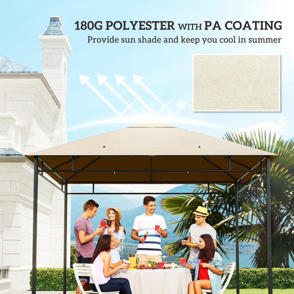 Outsunny Dach zamienny do pawilonu 3x3m wodoodporny z 8 otworami odpływowymi, kremowo-biały | Aosom PL