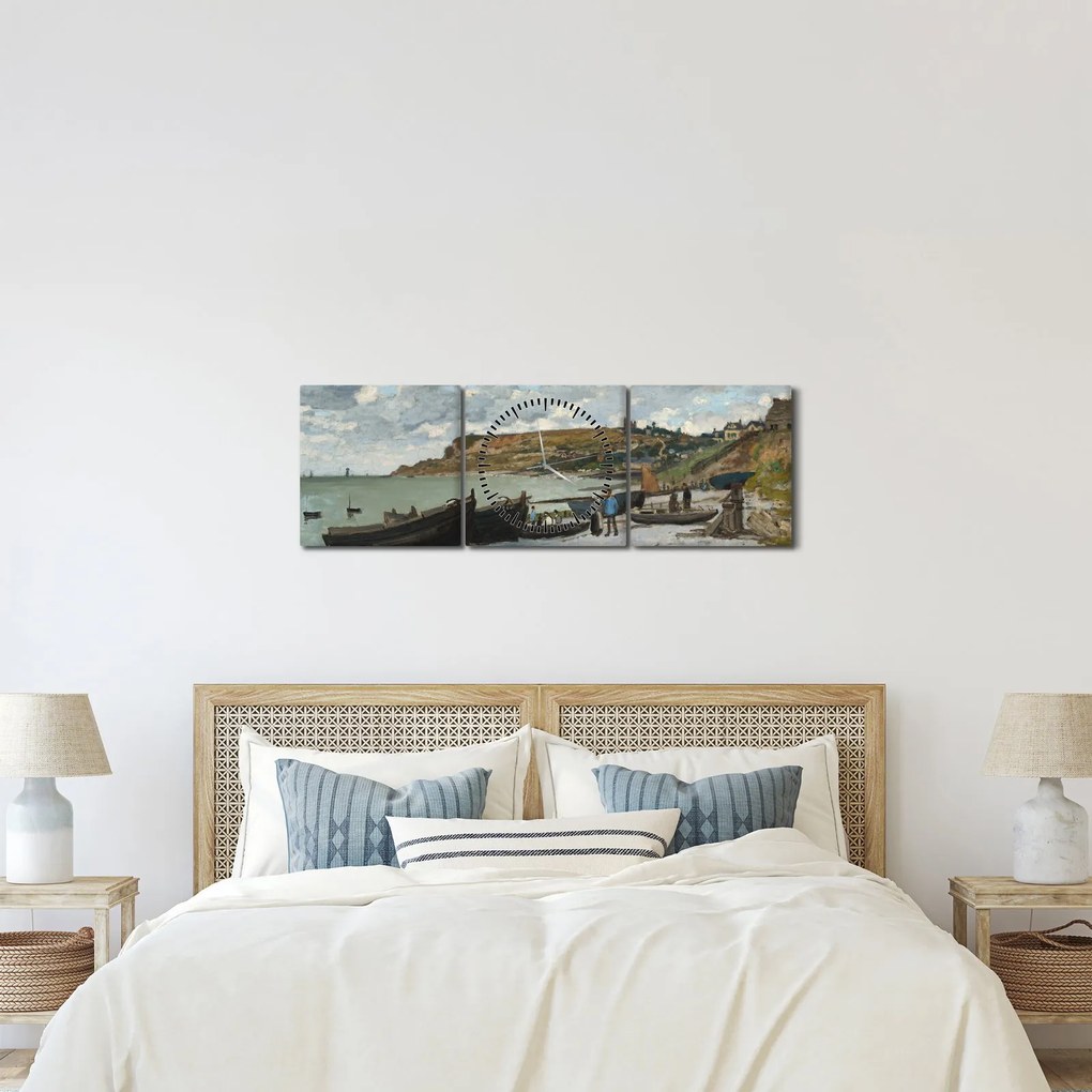 Obraz - Claude Monet, Sainte Adresse, reprodukcje (z zegarem) (90x30 cm)