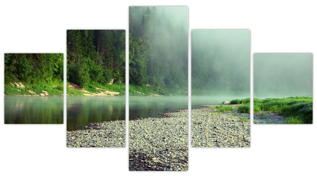 Obraz - rzeka przy lesie (125x70 cm)