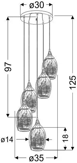 Srebrna szklana lampa wisząca - D147-Nerclo