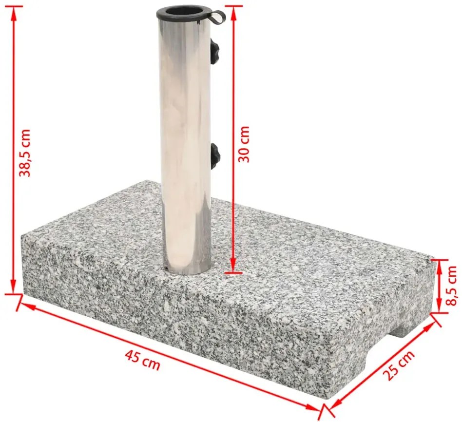 Prostokątna granitowa podstawa pod parasol - Inerso 4X