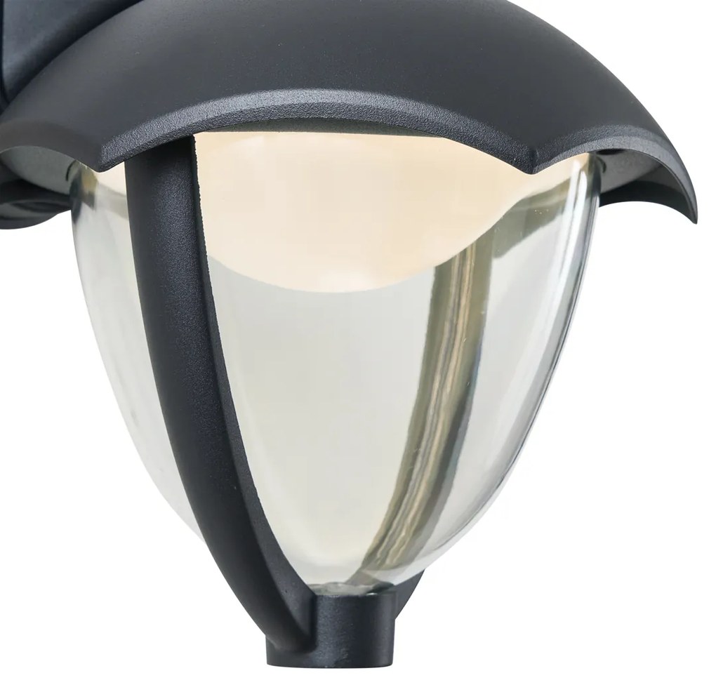 Zewnetrzna Inteligentna zewnętrzna lampa ścienna czarna z przezroczystym szkłem, w tym LED IP54 - Classica klasyczny/Antyczny Oswietlenie zewnetrzne