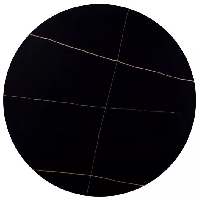 Okrągły stół jadalniany RION 90 cm z blatem ceramicznym, czarny marmur