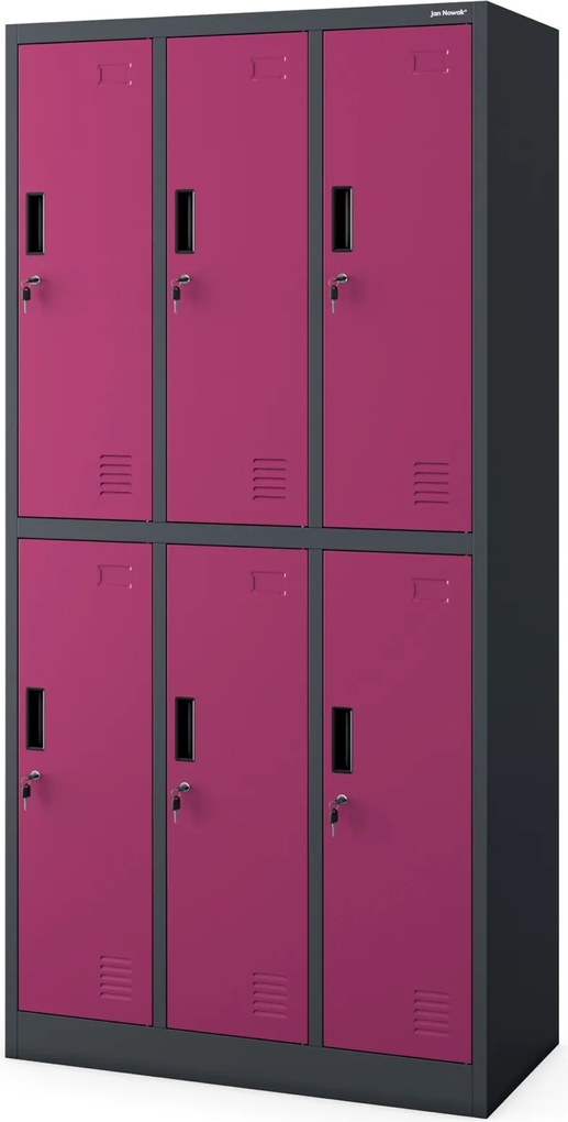 Szafa szkolna 6-skrytkowa Igor 90x45x185 cm antracyt/fuksja