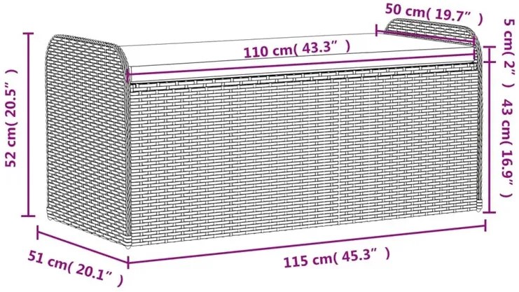 Brązowa skrzynia z siedziskiem do ogrodu F7-S27