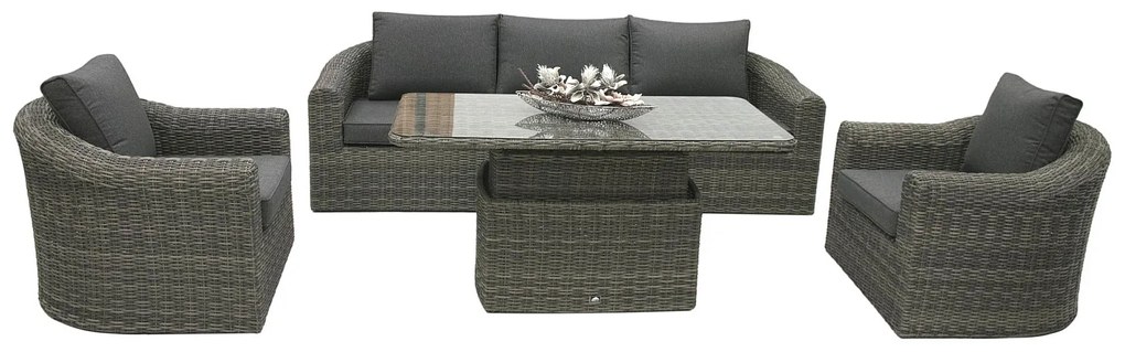 Rattanowy zestaw modułowy BORNEO LUXURY dla 5 osób (szary)