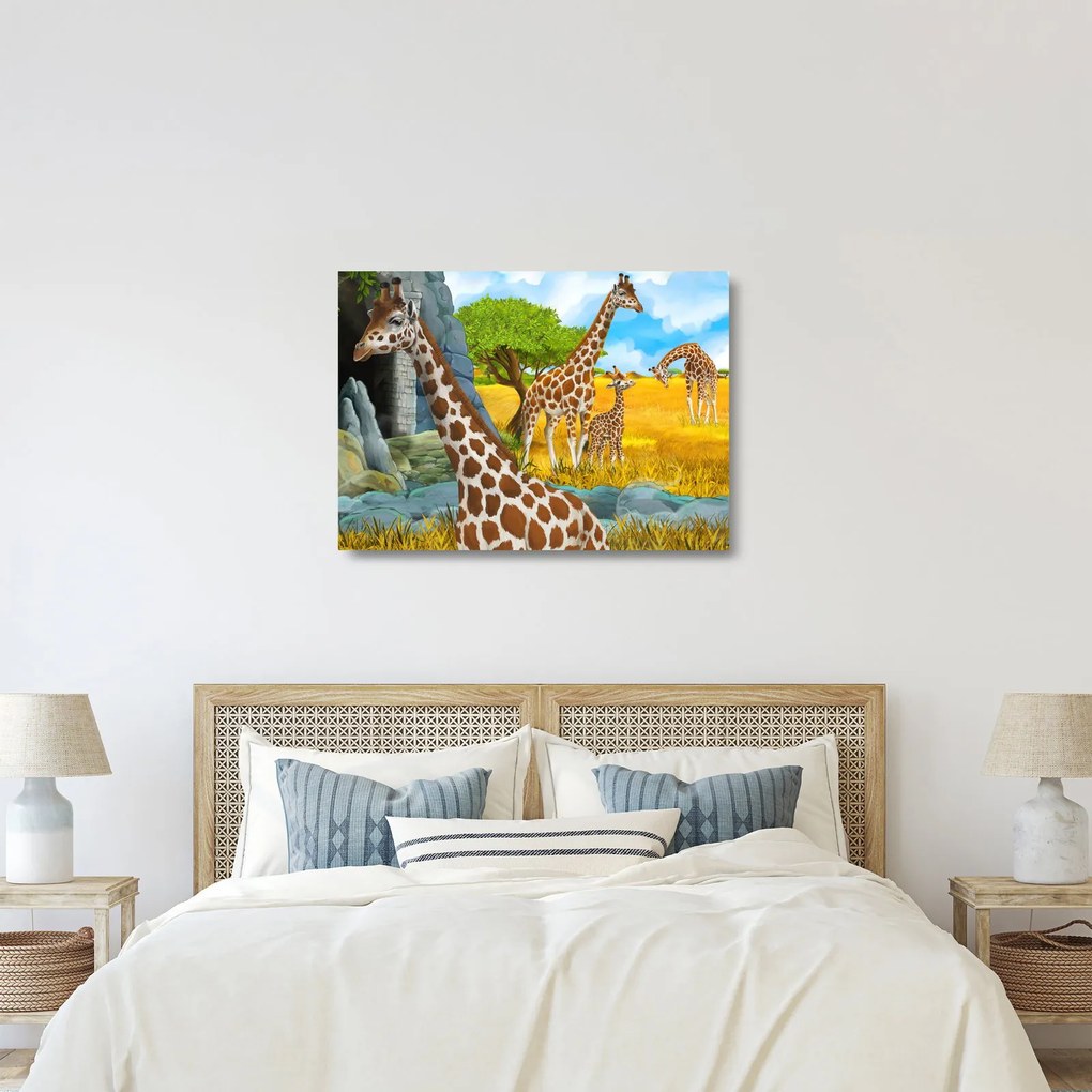 Obraz na szkle - Rodzina żyraf (70x50 cm)