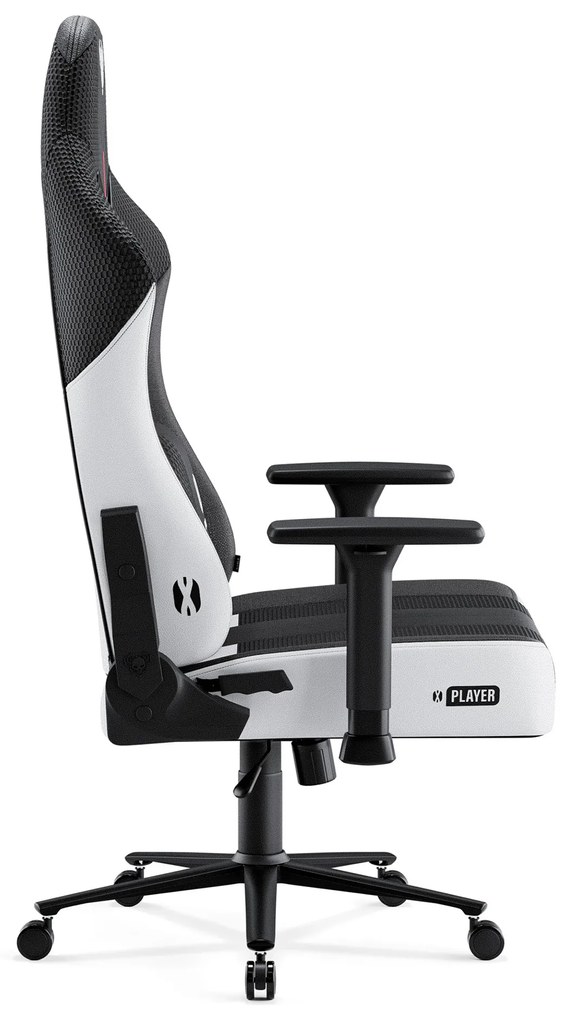Materiałowy fotel gamingowy Diablo X-Player 2.0 King Size, biało-czarny