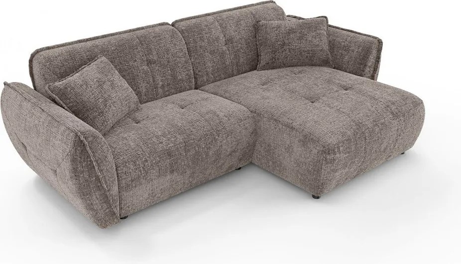 Szarobrązowy narożnik z tkaniny szenilowej (prawostronny/z szezlongiem) Nelia – Ropez