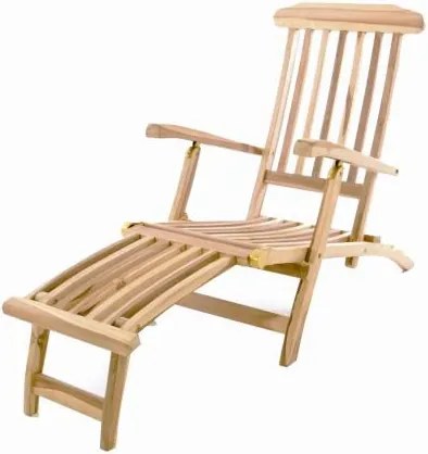 Leżak Garth z drewna tekowego z podnóżkiem