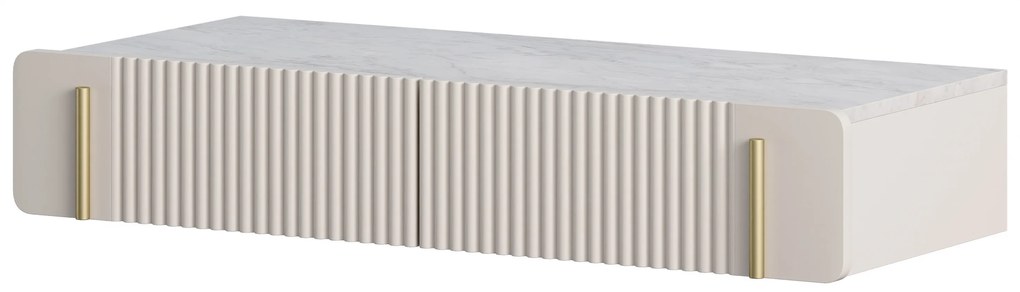 Toaletka Malmi 100 cm wisząca z szufladami - kaszmir / crema bianca / złoty