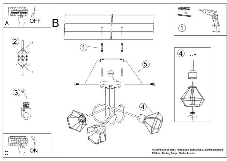 Czarna lampa sufitowa ø 10 cm Varpu – Nice Lamps