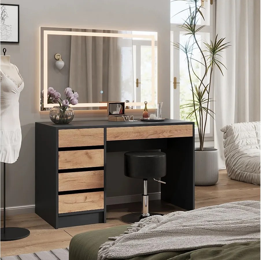 Toaletka antracyt/złoty dąb 120x55x75 sherry