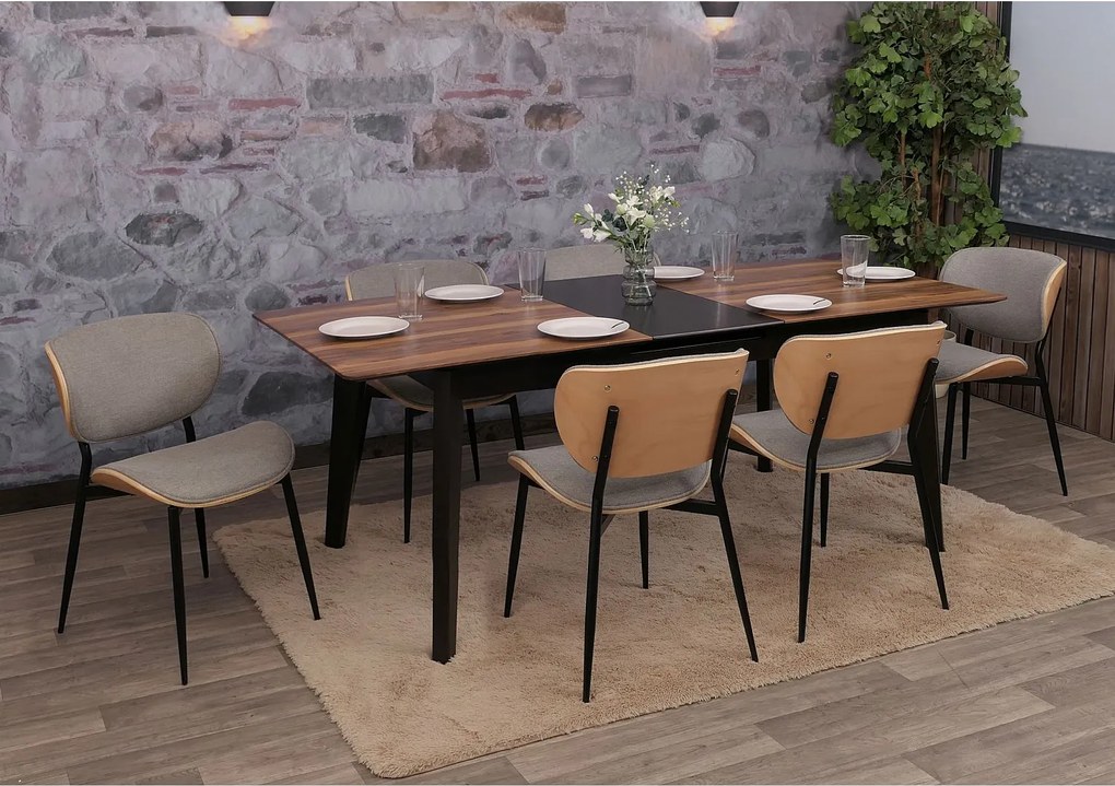 Krzesło do jadalni MCW-O45 (zestaw 6 sztuk),  naturalny, jasnoszary