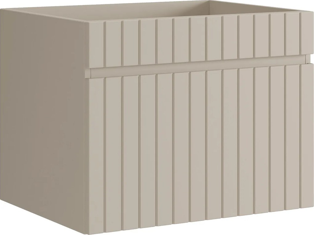 Wisząca szafka podumywalkowa prążkowana beżowa - 60 cm - SATARA