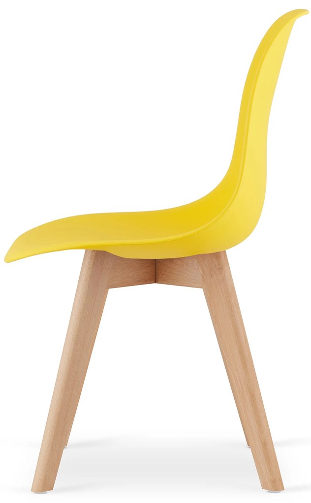 Żółte krzesło KITO z bukowymi nogami