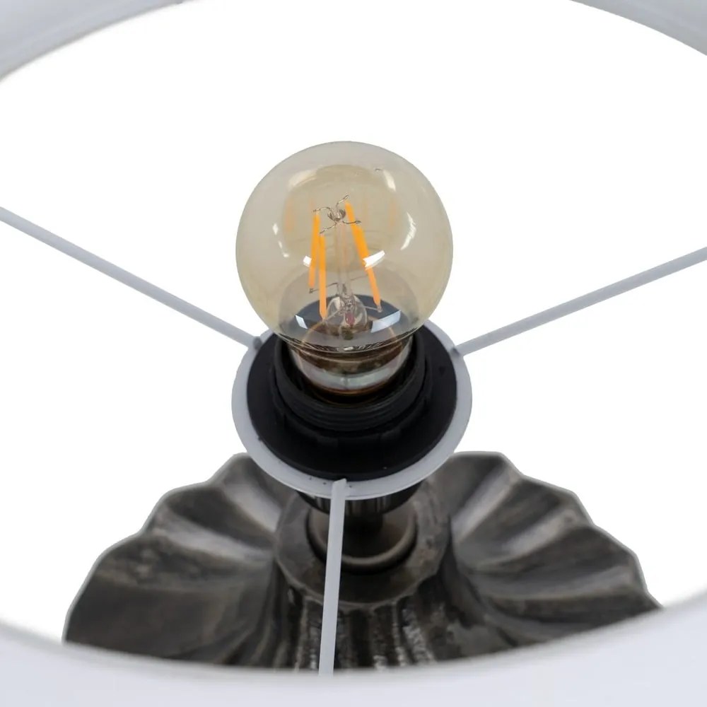 Czarno-biała lampa stołowa z tekstylnym kloszem (wysokość 52,5 cm) – Ixia