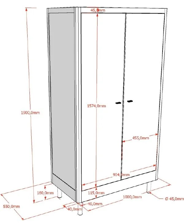 Biała szafa dziecięca z litego drewna bukowego 100x190x55 cm Forrest – Vipack