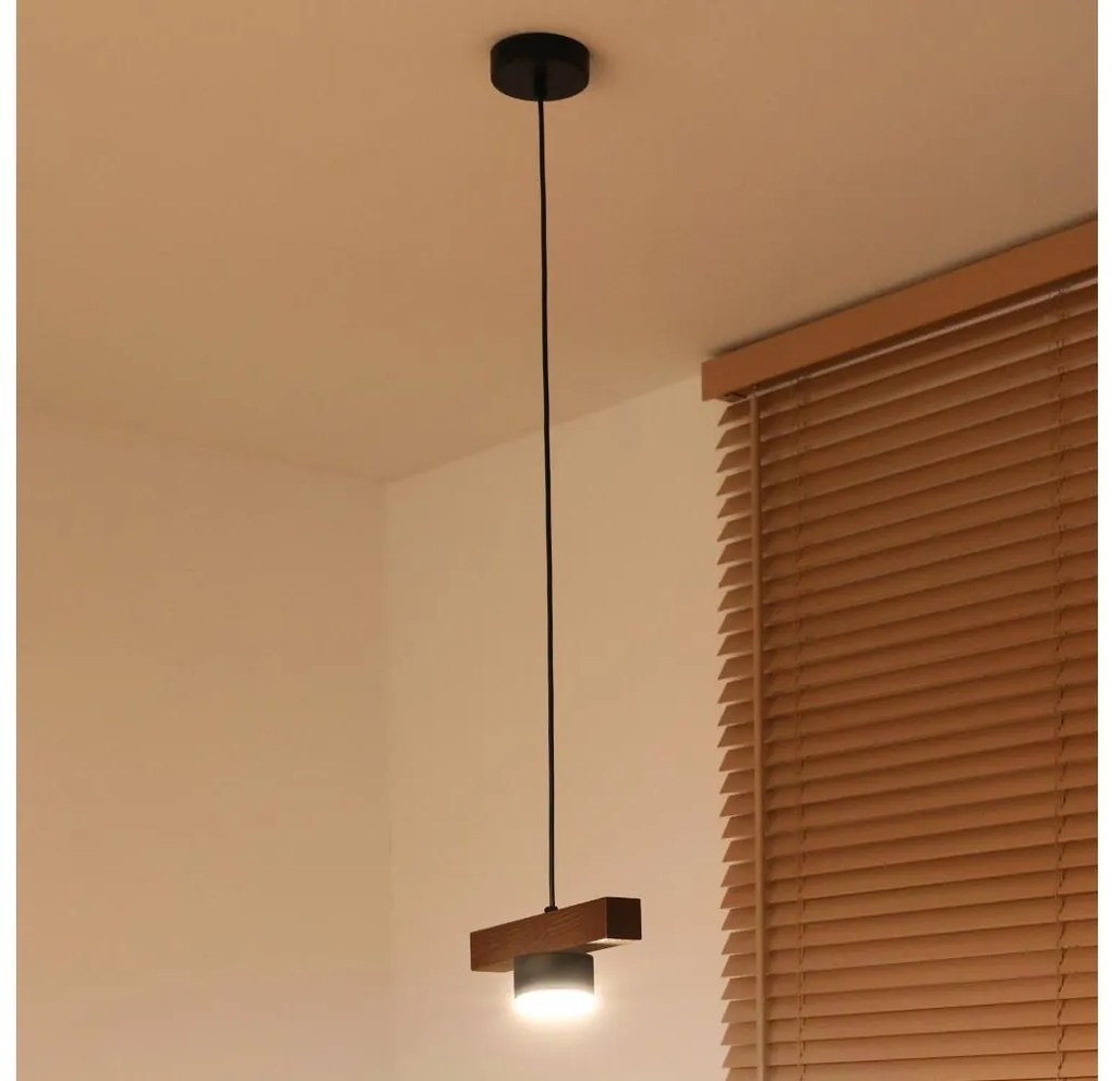 Duolla - Lampa wisząca na lince IRONLINE 1xGX53/3W/230V sosna dąb/czarny