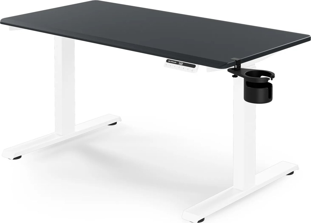 Biurko elektryczne z regulacją wysokości ergonomiczne biało-antracytowe,1200x600 mm: ARIA