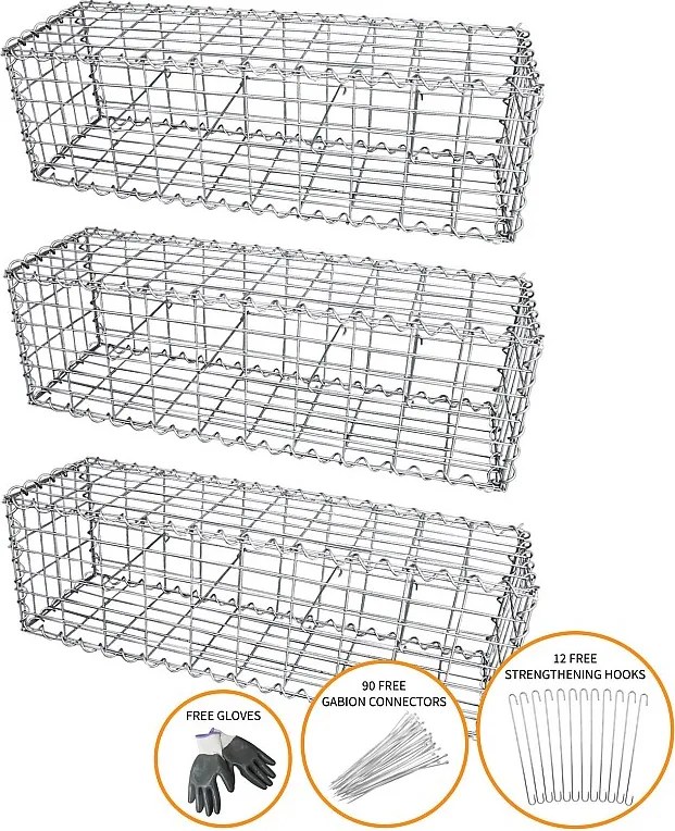 Kosze gabionowe 100 x 30 x 30 cm / Opakowanie 3 szt.