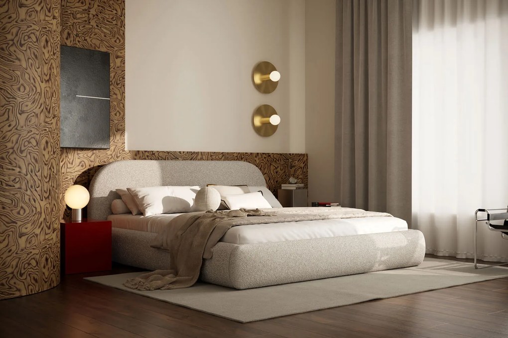 Łóżko Livv 160x200, tkanina LOOP 02, stelaż metalowy