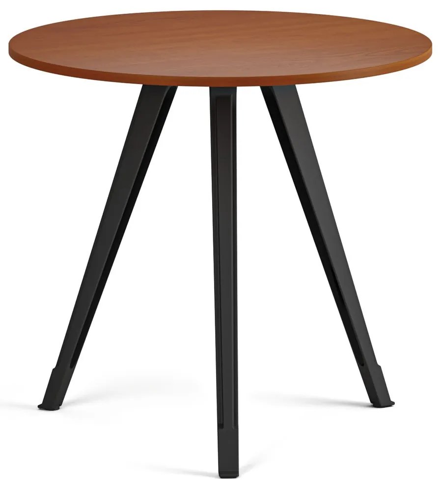 Stolik kawowy PRIMO ZEN, średnica 80 cm, czarna podstawa, czereśnia