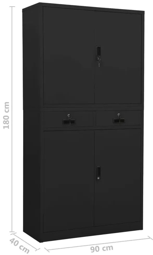 Antracytowa szafa na dokumenty na klucz - Lipsod