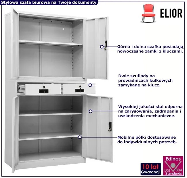 Stalowa szafa biurowa na dokumenty i segregatory R1-A89