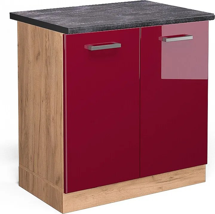 Szafka pod zlew czerwony połysk 80x60x81.6 r-line